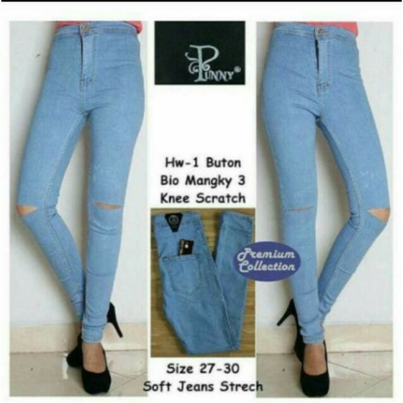 CELANA HW JEANS SOBEK/CELANA WANITA JEANS SOBEK RIPPED