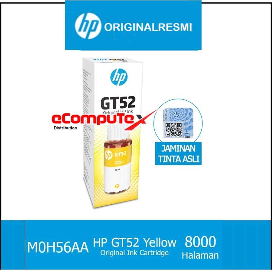 TINTA PRINTER HP GT 52 YELLOW   / HP GT52 INK BOTTLE YELLOW   ORIGINAL - RESMI