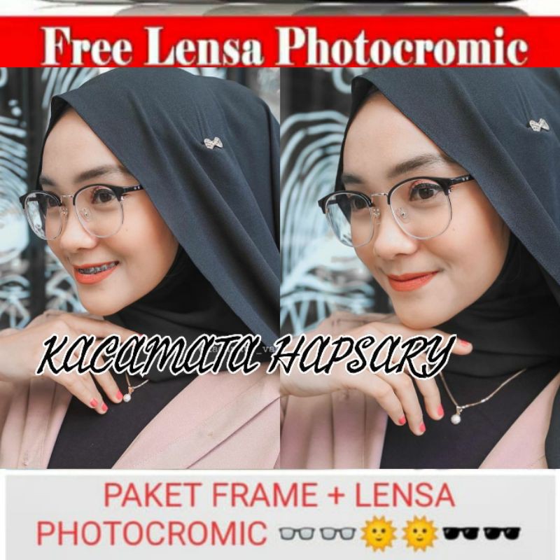 FRAME KACAMATA PAKET LENSA PHOTOCROMIC | KACAMATA MINUS | KACAMATA PRIA &amp; WANITA 6209 T ANTI RADIASI