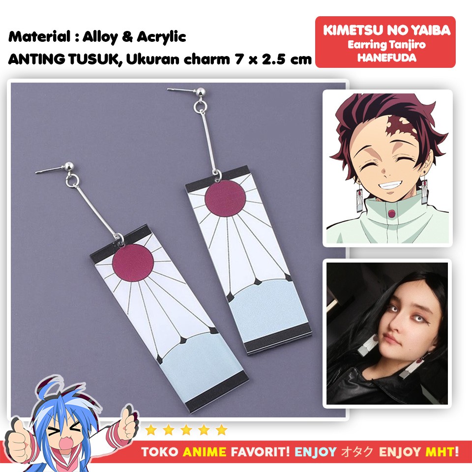 Anting Kamado Tanjiro Hanefuda Kimetsu no Yaiba Demon Slayer Cosplay