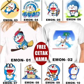  FREE NAMA Baju  Kaos COUPLE  ANAK DAN DEWASA DORAEMON  