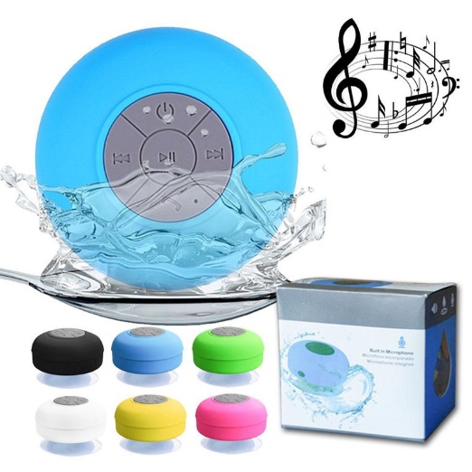 Speaker Bluetooth Bentuk Bulat / Mini Portable Waterproof Wireless Tahan Air Tempel Dinding