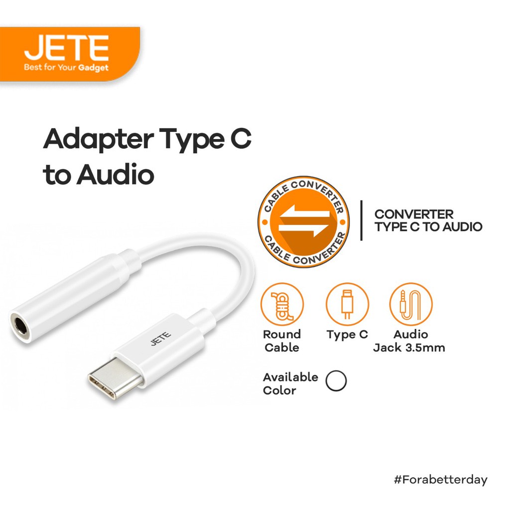 Adapter OTG Type C to Audio JETE Type C To Earphone - Garansi Resmi 2 Tahun