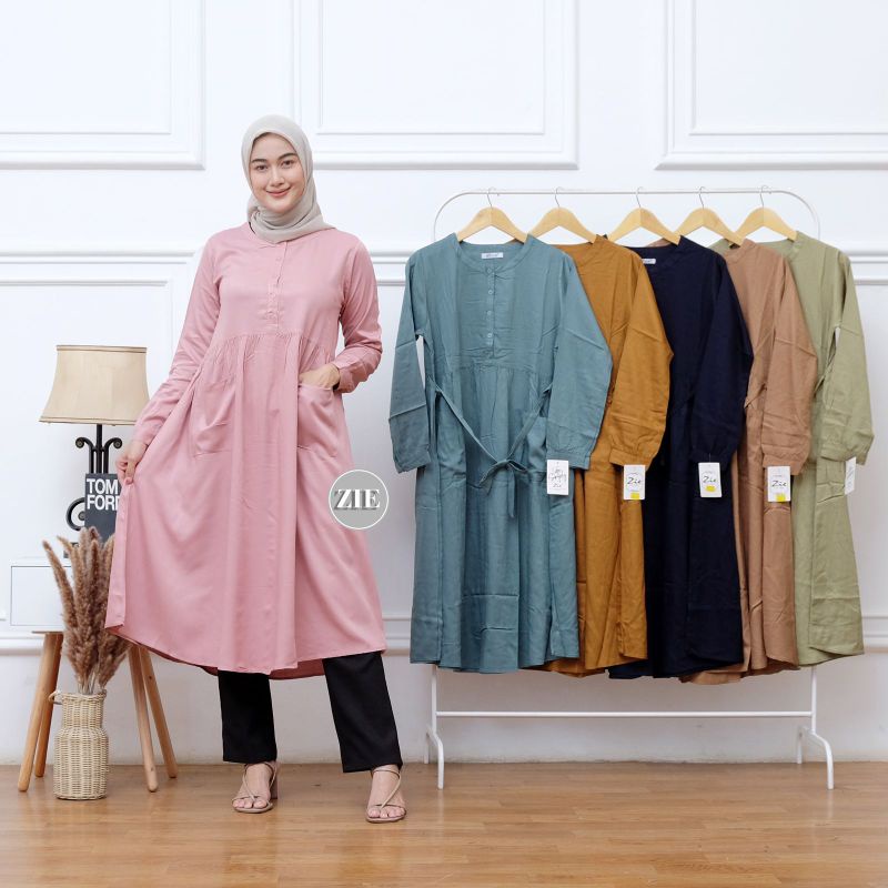 Gamis midi ZIE polos rayon