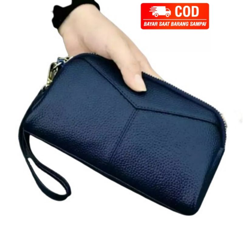 Dompet Hp Wanita Dan Uang KOREAN STYLE 2 Ruang / Resleting Pouch Hand Bag Kosmetik Make-up Papirut Serbaguna Terbaru