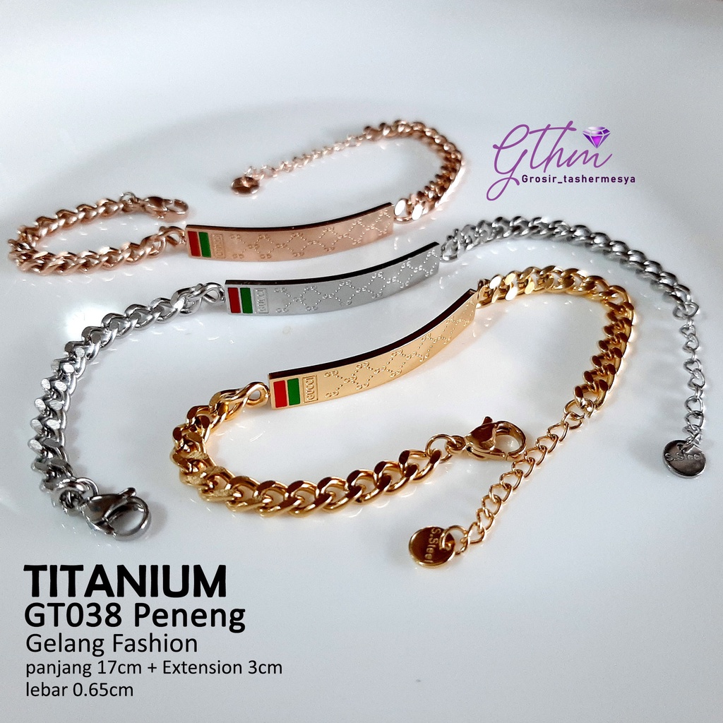 Gelang Titanium Peneng Branded GC Keren Mewah Fashionable Stylish Perhiasan Import GT038 GTHM