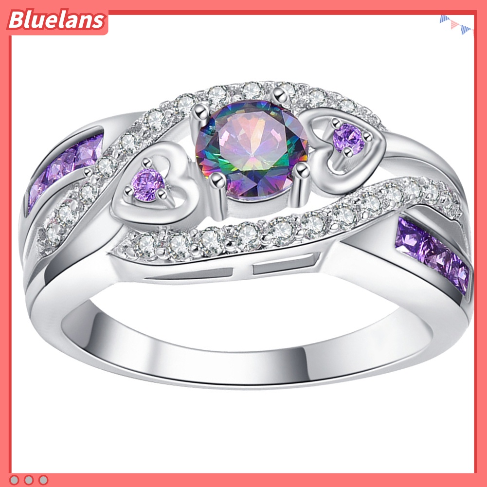 Cincin Jari Bentuk Hati Ganda Bahan Cubic Zirconia Untuk Pernikahan