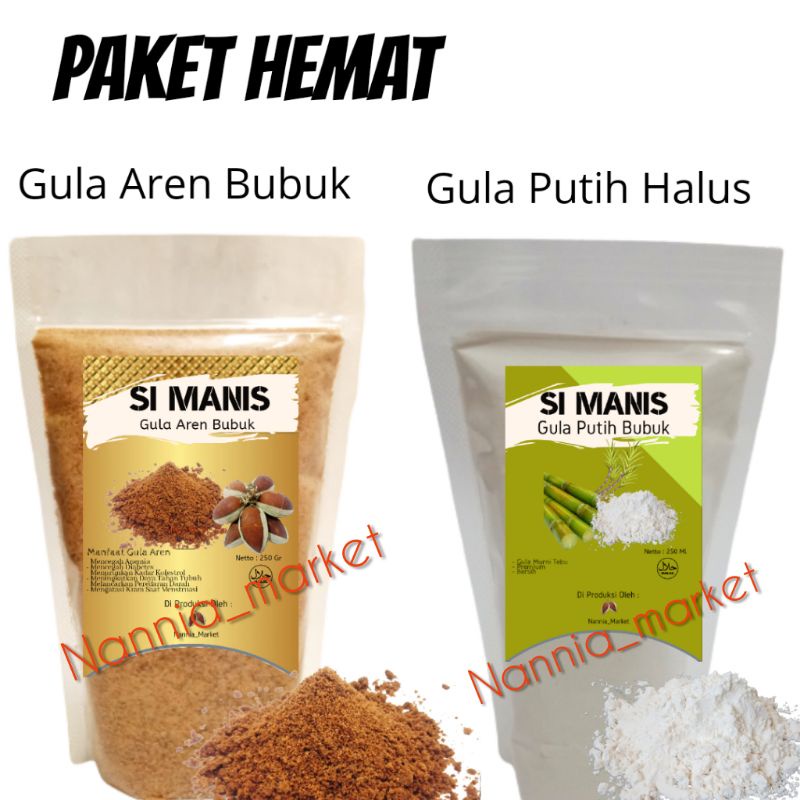 

PAKET HEMAT GULA SEMUT AREN + GULA PUTIH BUBUK HALUS