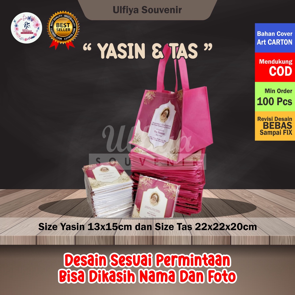 Tas Hajatan Custom Mengenang 1000/40 Hari SATU PAKET dengan Buku Yasin Souvenir Hantaran