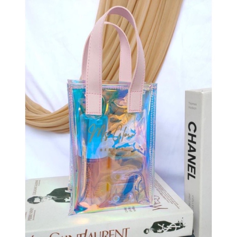 TOTEBAG SILVER TOTEBAG HOLOGRAM MS GLOW TAS MS GLOW SOUVENIR MS GLOW GIFT MS GLOW POUCH MS GLOW