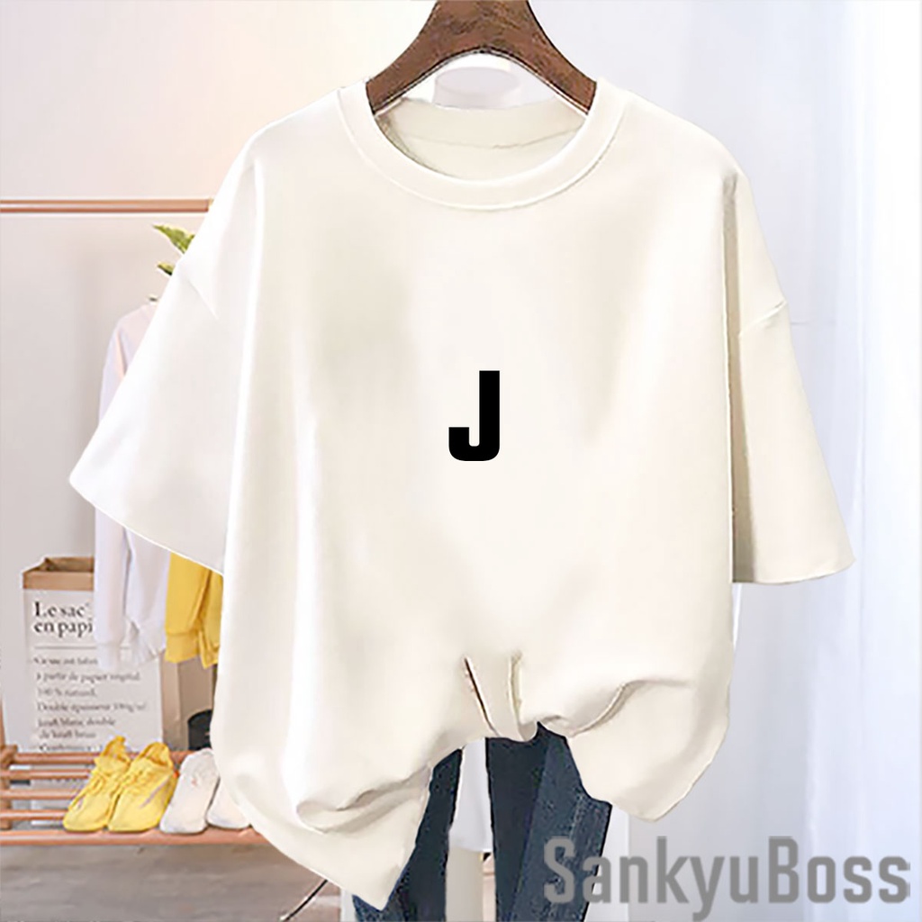 SANKYUBOSS - KAOS INISIAL J / ATASAN UNISEX LENGAN PENDEK / KAOS OVERSIZE PRIA / BAJU DISTRO / BAJU 