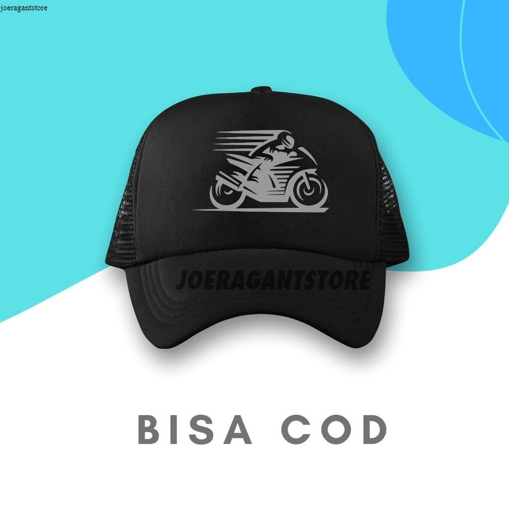 Topi Trucker Topi Jaring Topi Bisbol Hitam Superbike Topi Jaring Polos Topi Jaring Pria JS