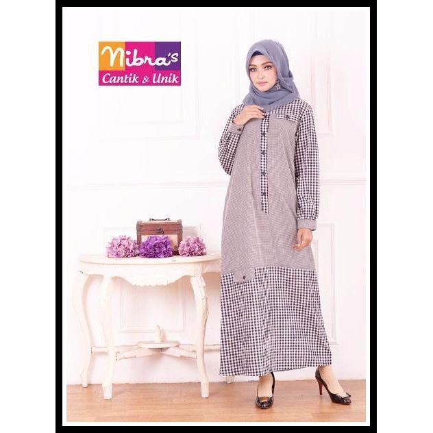 Gamis Murah Nibras NB 137 Abu Baju Wanita Terbaru Gamis Syari Terbaru