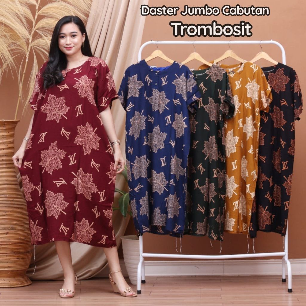 Daster Jumbo Wayang LD 130 | Daster Batik Super Jumbo Lengan Pendek Model Kekinian Kancing Depan Busui Motif Terbaru Murah