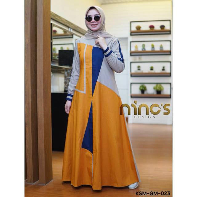 READY TERBARU Gamis Dress Muslim Remaja Kekinian Casual Linen Original by Ninos Design KSM GM 023