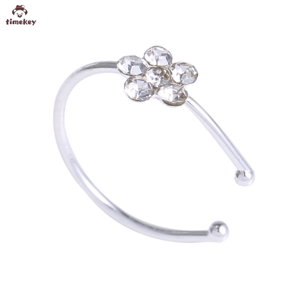 【TK】 Fashion Plum Blossom Rhinestones C-shaped Nose Rings Body Piercing Accessories