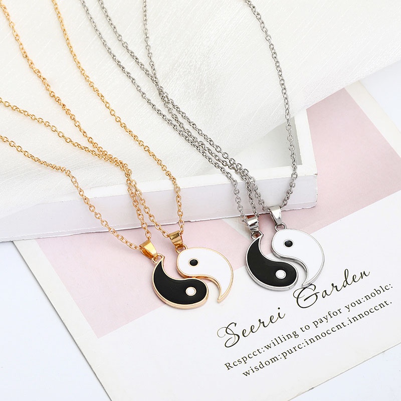 Kalung Liontin Yin Yang Bahan Alloy Gaya Korea Untuk Pasangan