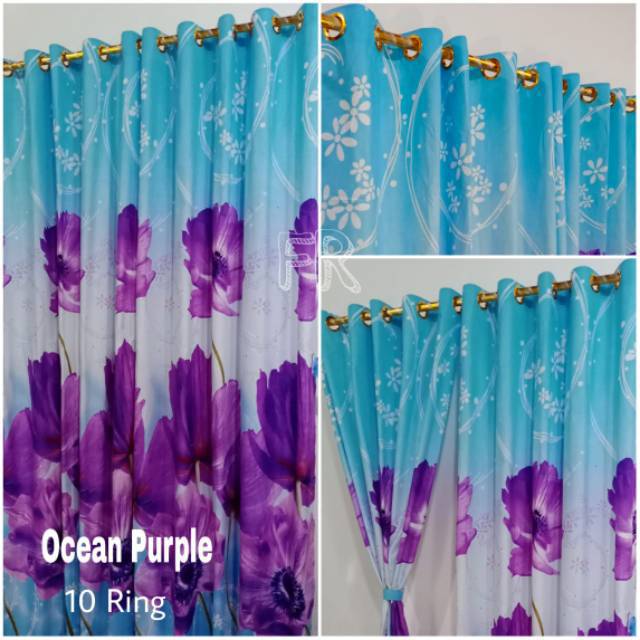 Terlaris Grosir Gorden Smokering Homemade Motif Ocean Purple Ukuran 120x220cm