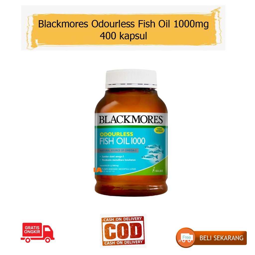 3 Blackmores Odourless Fish Oil 1000mg  - 400 Kapsul Vitamin Omega 3 Mujarab Ibu Hamil Pregnancy Terbaik Health A9F6I4O6J3 Breastfeeding Dewasa Bagus