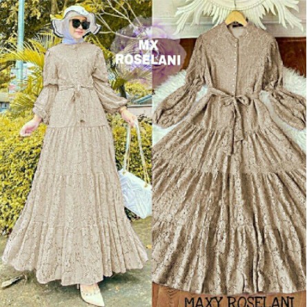 Arimbi Model Baju Gamis Brokat modern Terbaru 2021 Kekinian LD 104 FULL MEMUTAR