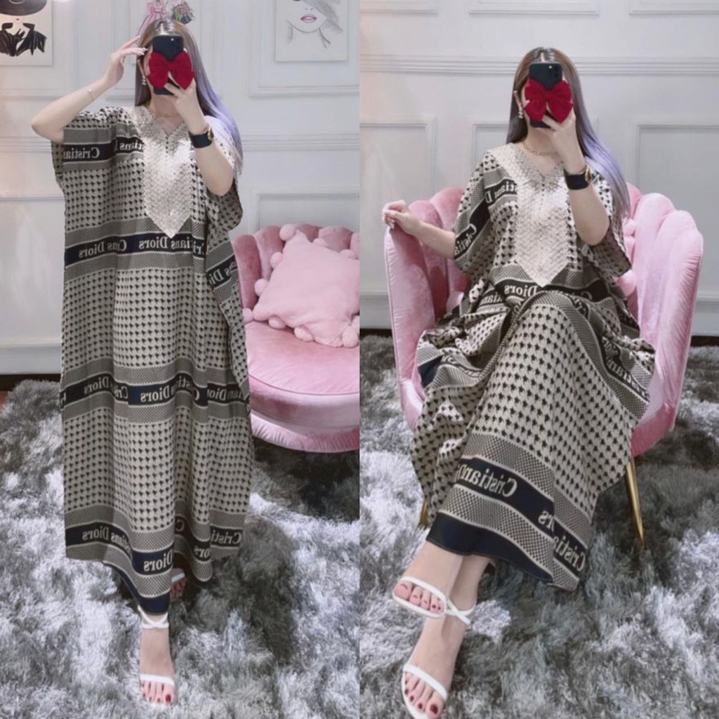 CEDE Kaftan Wanita Arabian Renda Rayon Viscose Premium Maxy Dress Lengan Pendek Fashion Wanita Kekinian LD 130 cm