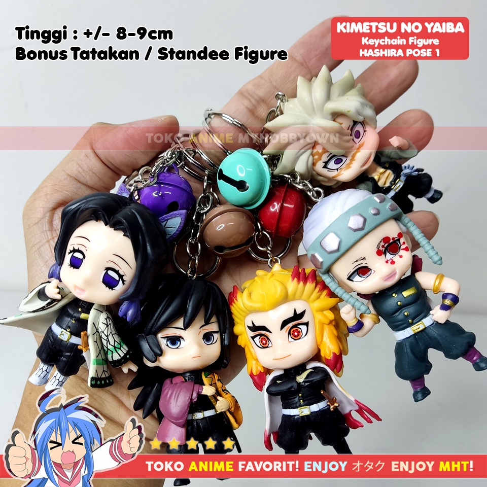 Gantungan Kunci Figure Anime Kimetsu no Yaiba Demon Slayer POSE Hashira Tanjiro Rengoku Giyu Kocho Tengen Gyomei Kanroji Muichiro Sanemi Obanai