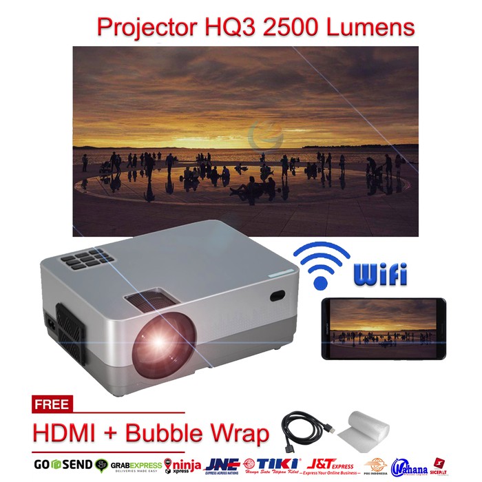 AKN88 - HQ3 LED Multimedia Projector 2500 Lumens - WiFi and Mirroring Function