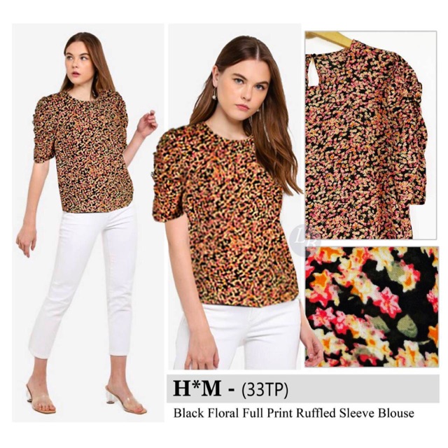 HNM BLACK FLORAL FULL PRINT BLOUSE