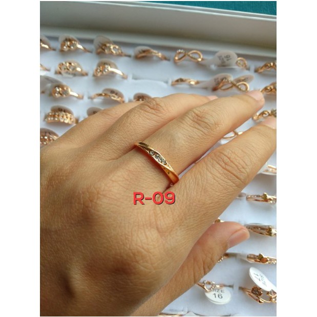 cincin wanita rhodium antikarat rose gold motif ready stok