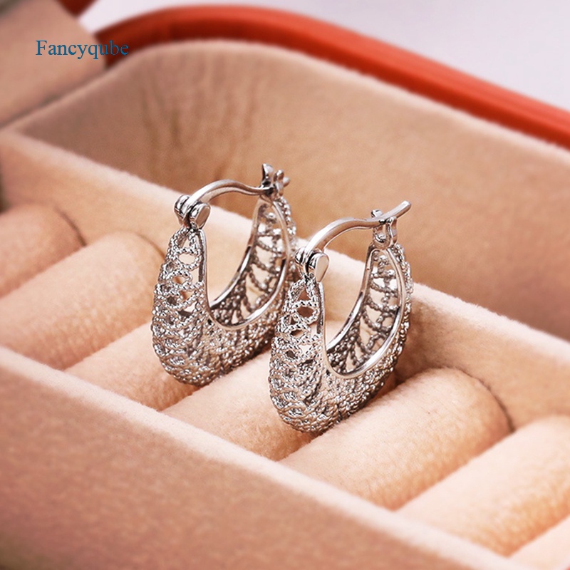 Fancyqube Anting Hoop Bentuk U Untuk Aksesoris Wanita