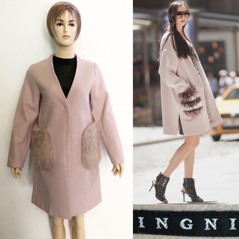 Ingni fur pocket wool coat / jacket jaket