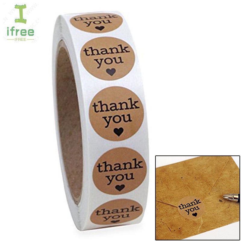 500Pcs Stiker Label Bulat Tulisan Thank You Warna Hitam 500Pcs Stiker Label Bulat Tulisan Thank You Warna Hitam