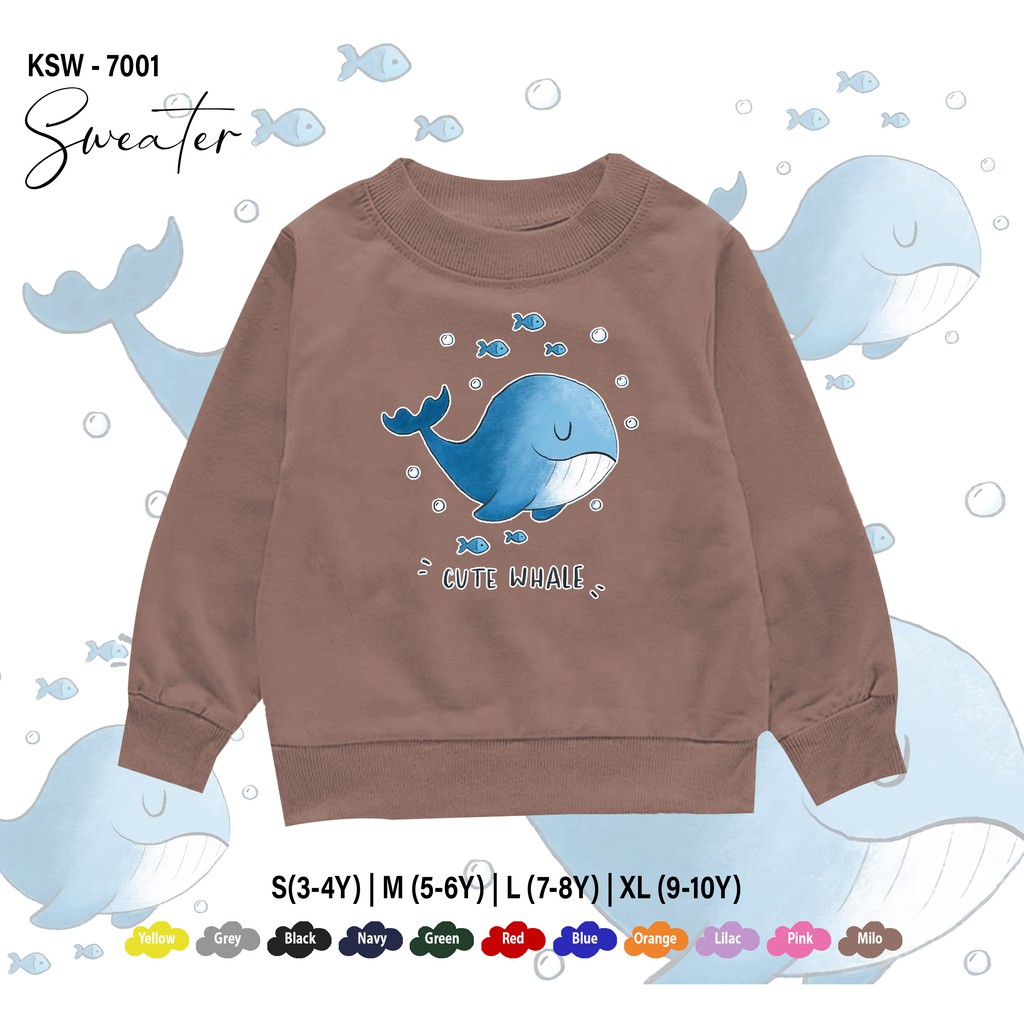 SWEATER ANAK -ANAK / BAJU  KIDS 1-10THN / BAHAN FLEECE PREMIUM ADEM / PAUS WHALE / UNISEX