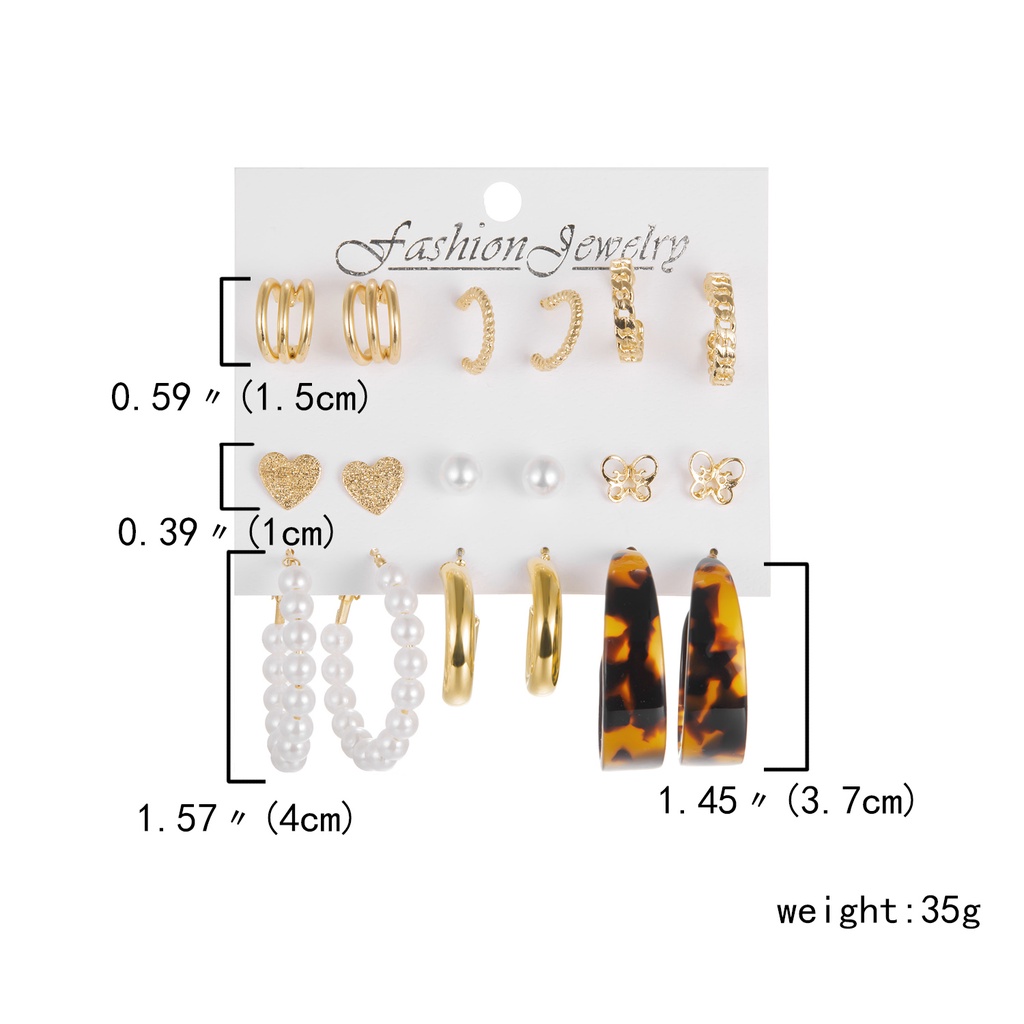 6pcs Anting Stud Desain Bunga Daisy Kupu-Kupu Aksen Mutiara Berlian Imitasi Bahan Akrilik Gaya Boho