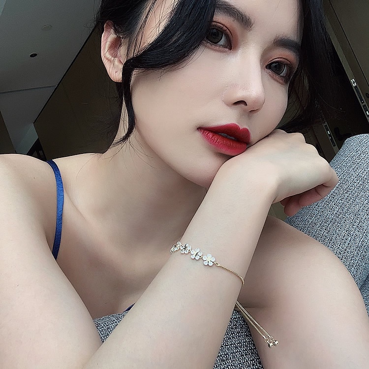 Wanita Korea Gelang Mewah Zirkon Bunga Gelang Berlian Imitasi Emas Fashion Perhiasan Grosir AM2