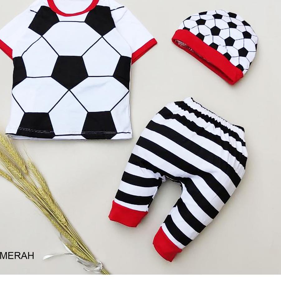 ☝ Klik Mds Setelan Baju Anak Bayi Laki-laki Motif Bola Free Topi 1 Ukuran Usia 0-9 Bulan ♦