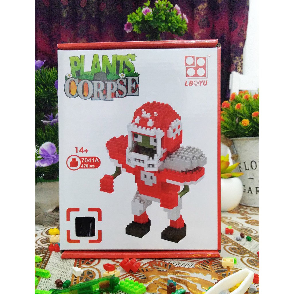 Football Zombie plant vs zombie lego nano block bricks