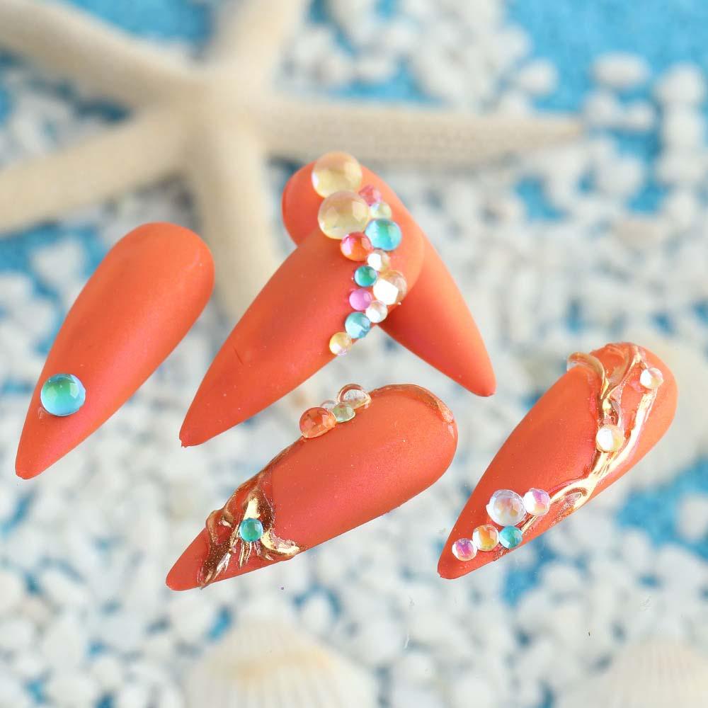 Mxbeauty Kuku Aurora Berlian Imitasi Symphony Bulat Manik-Manik Desain Manicure Dekorasi Ukuran Campur DIY Ornamen