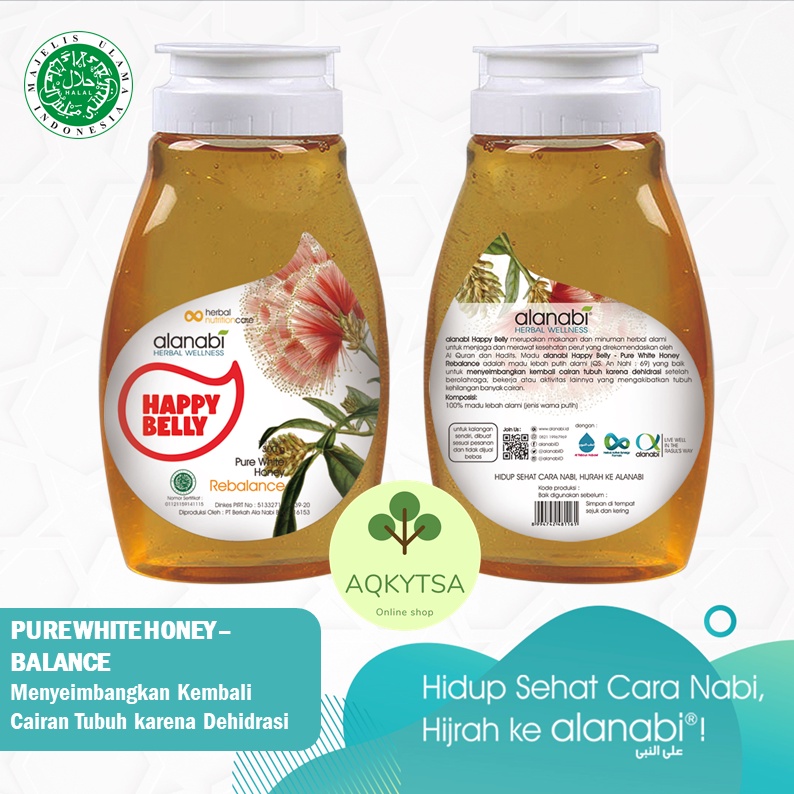 

Madu Putih Murni Asli Nektar Multiflora Happy Belly Energize Pure White Honey Alanabi