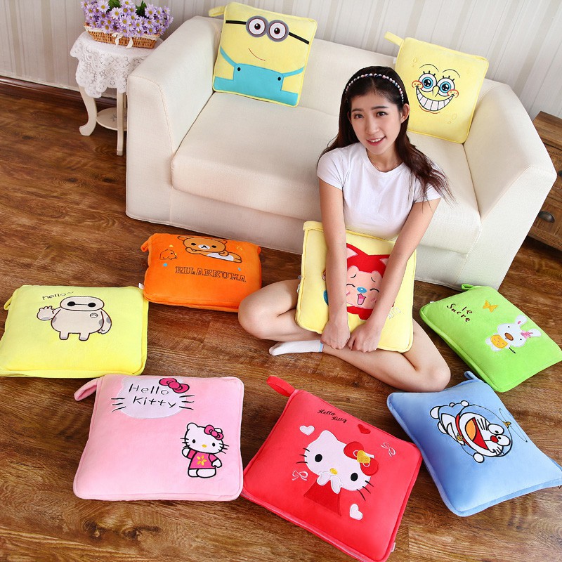 GB Balmut Bantal Selimut 100 x 150 cm Karakter Doraemon Minion Hello Kitty Spongebob