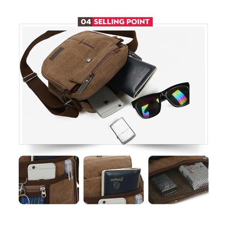 Unik LR205 Tas selempang kanvas pria Sling bag Tas slempang cowok LR205 Limited