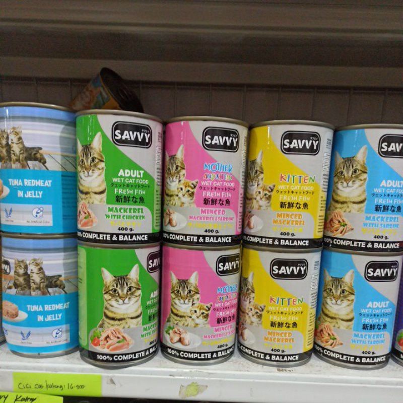 Wet Cat Food Savvy Adult dan Kitten  400gr Kaleng Termmurah All Varian