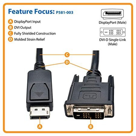 CABLE DISPLAYPORT To DVI - D Single Link Device Cable 1,8M Berkualitas