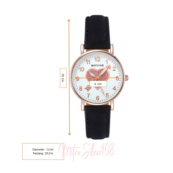 [MS108] JT 18 - Jam Tangan Wanita Quartz Analog Motif LOVE Lucu Dengan Tali Bahan Kulit PU Korean Fashion Import