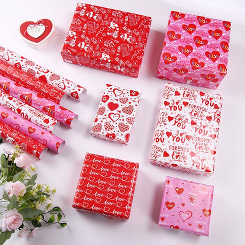 50*70cm DIY Love Heart Gift Wrapping Paper Birthday Gift Flower Bouquet Wrapping Papers for Valentine's Day Birthday Wedding Party Decor