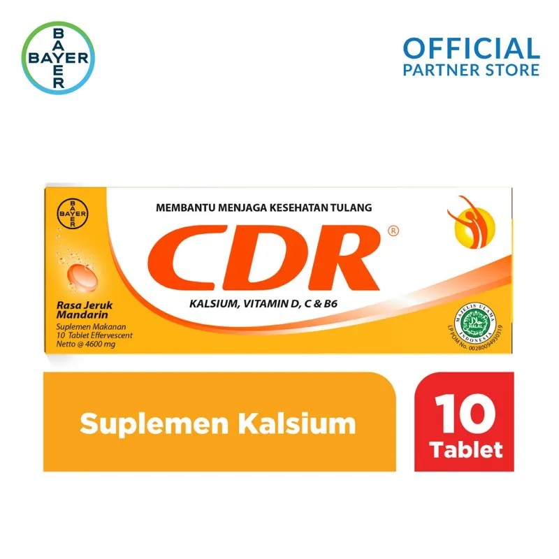 CDR Suplemen Tulang Isi 10 Tablet - Kalsium Vitamin D C & B6 - C1000mg