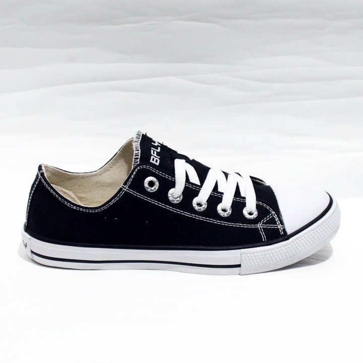 BFLY  Sepatu Sekolah Anak Casual BASIC LOW JR 3 Black White Canvas Orignal