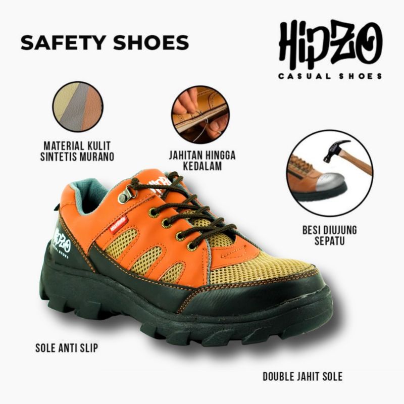 Sepatu Safety Pria Premium M- 051 Hipzo Sepatu outdoor  Kerja Proyek Terbaru Sepatu ORIGINAL terlari