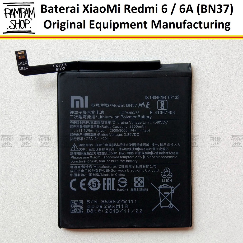 Baterai XiaoMi BN37 Redmi 6 6A Batre Xiao Batrai Battery Batrai BN 37