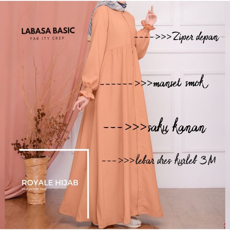 Gamis polos terbaru Labasa Basic Ity crepe